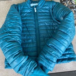 Blue puffer jacket